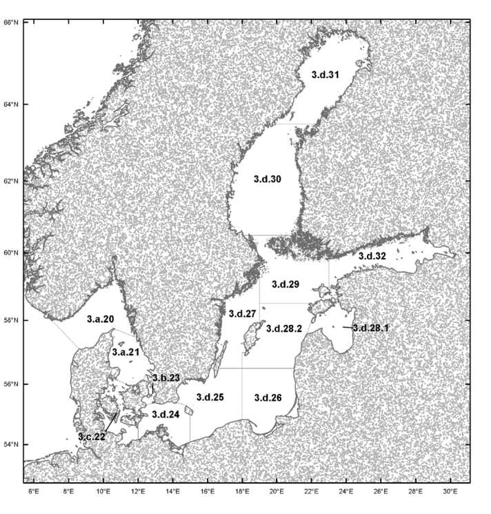 Map of ICES subdivisions in the Baltic Sea (copyright ICES)