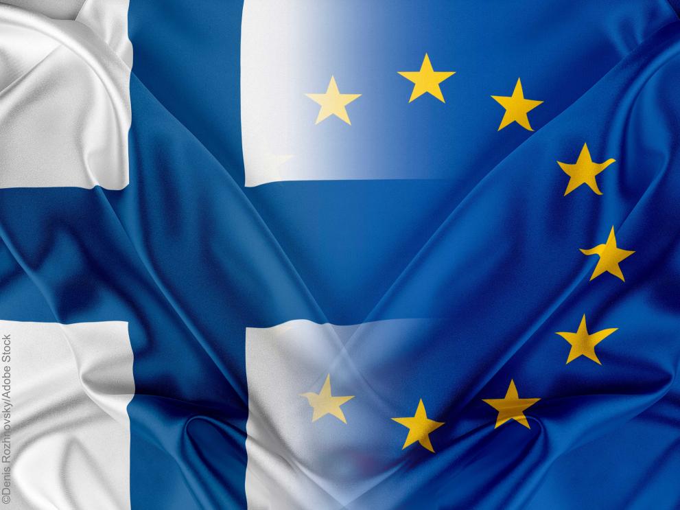 EU and Finland flags. ©Denis Rozhnovsky/Adobe Stock